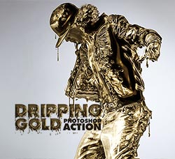 极品PS动作－金色流体(含高清视频教程)：Dripping Gold Photoshop Action